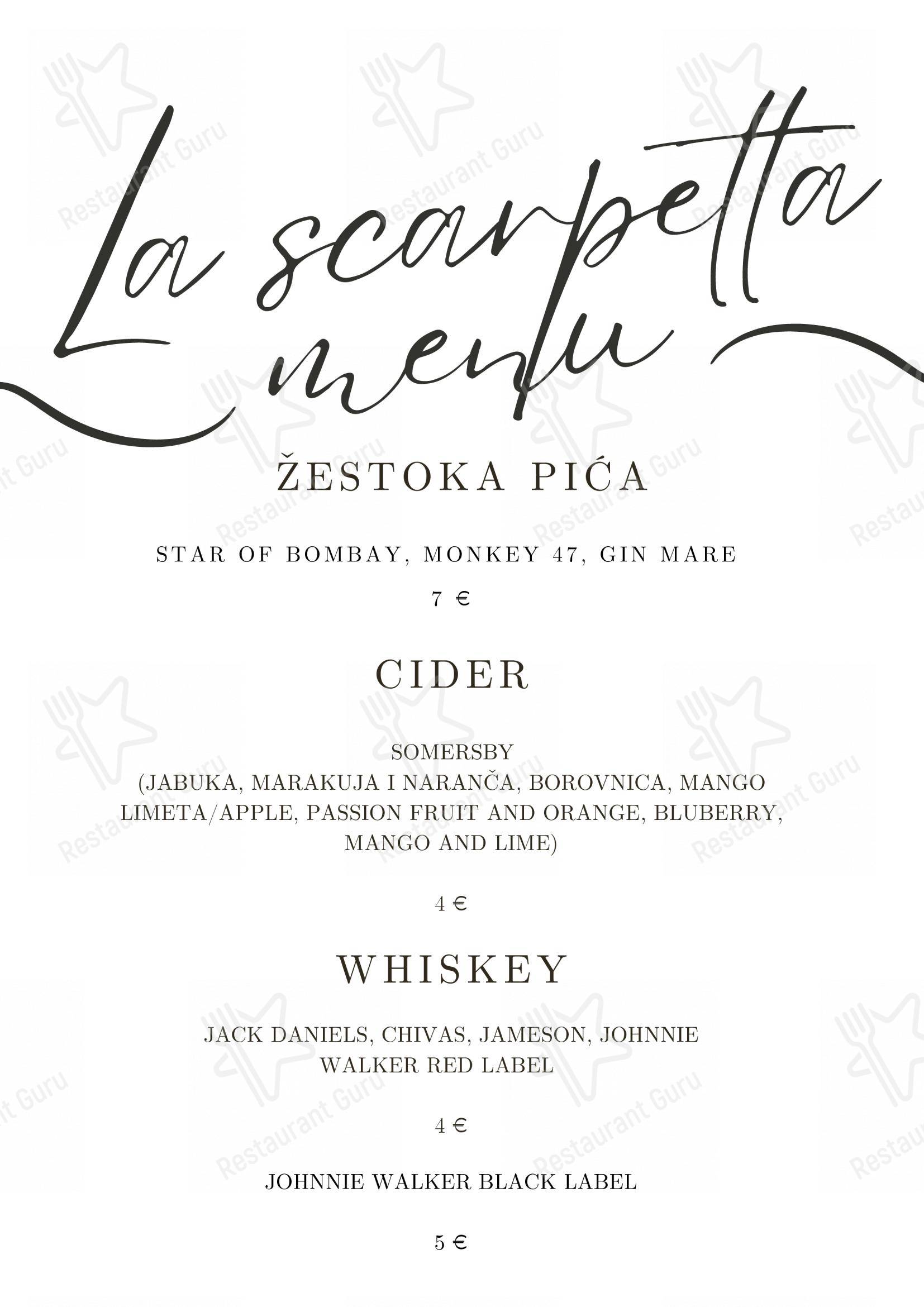 Menu per Bistro La Scarpetta in Fiume
