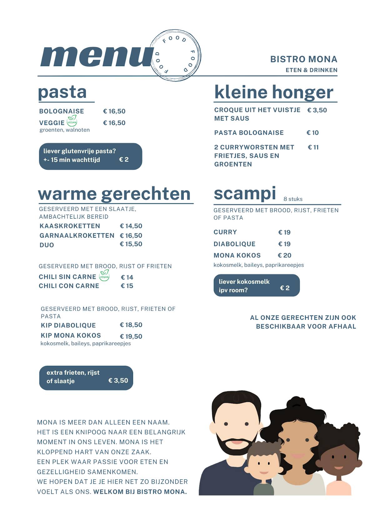 Menu de Bistro Mona Putte