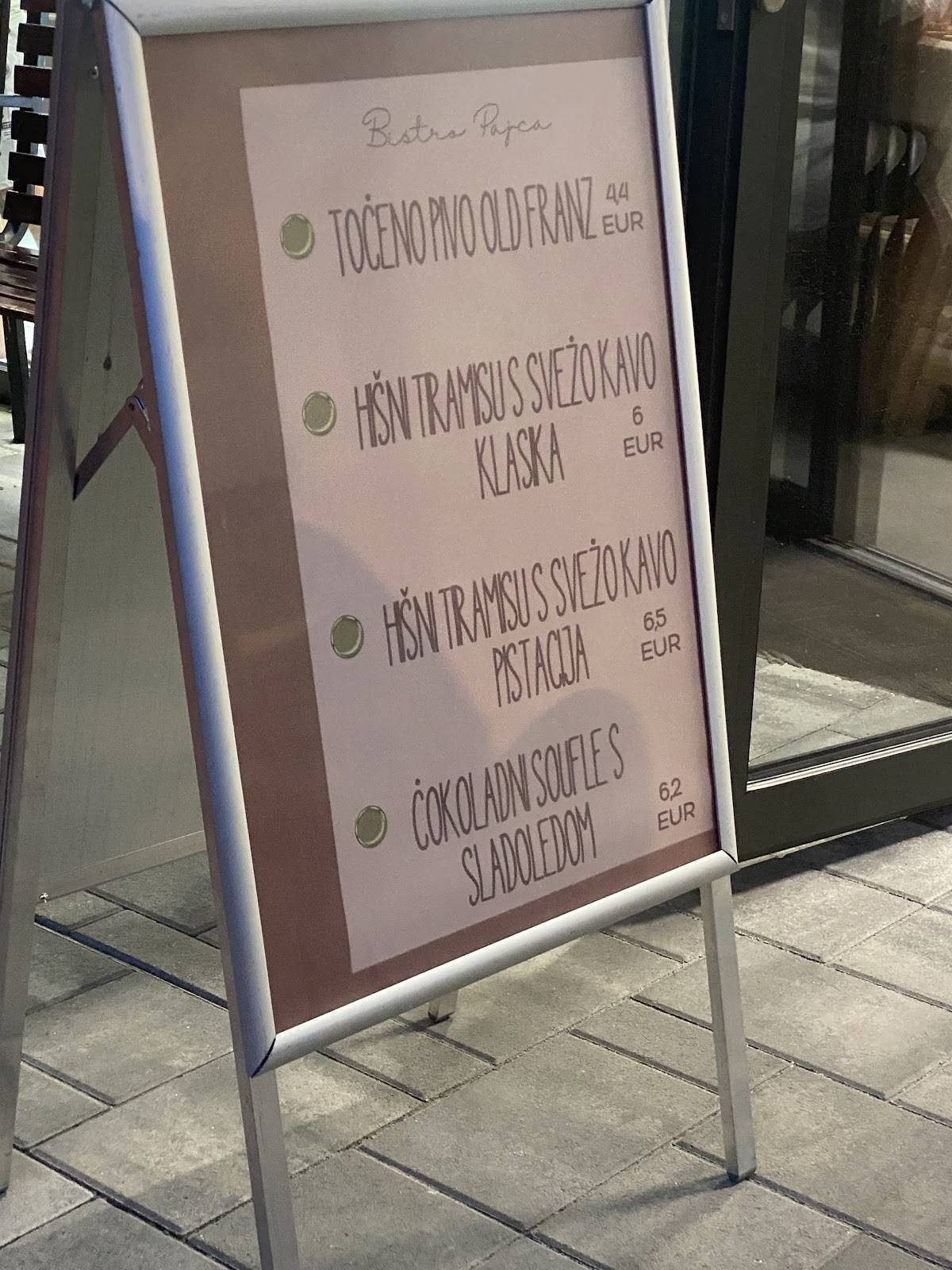 Menu di Picerija Pajca 