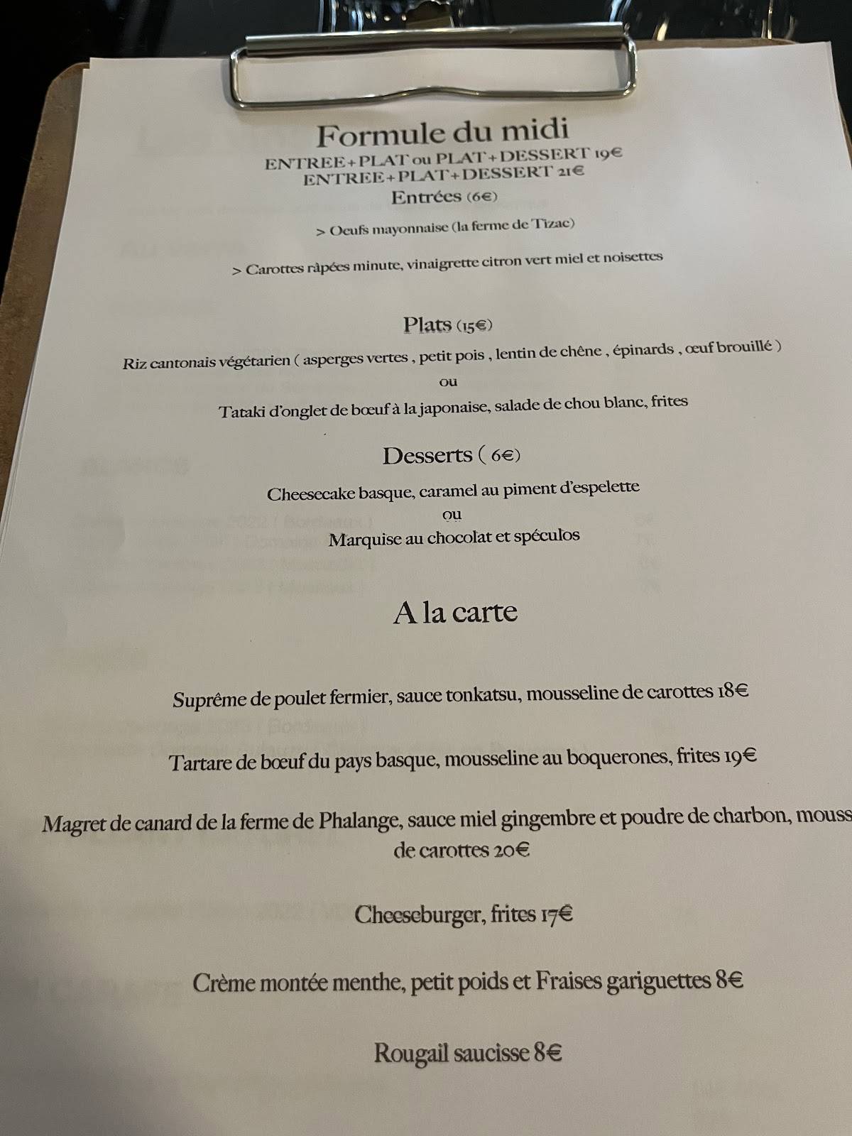 Menu de Cheverus Café