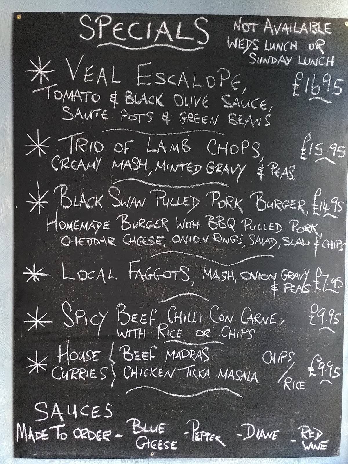 Menu at Black Swan pub & bar, Langport