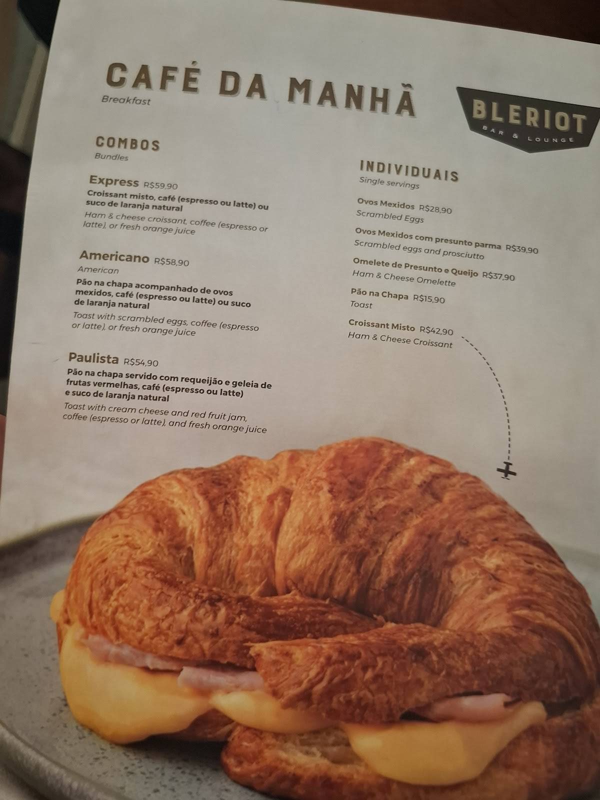 Bleriot cardápio