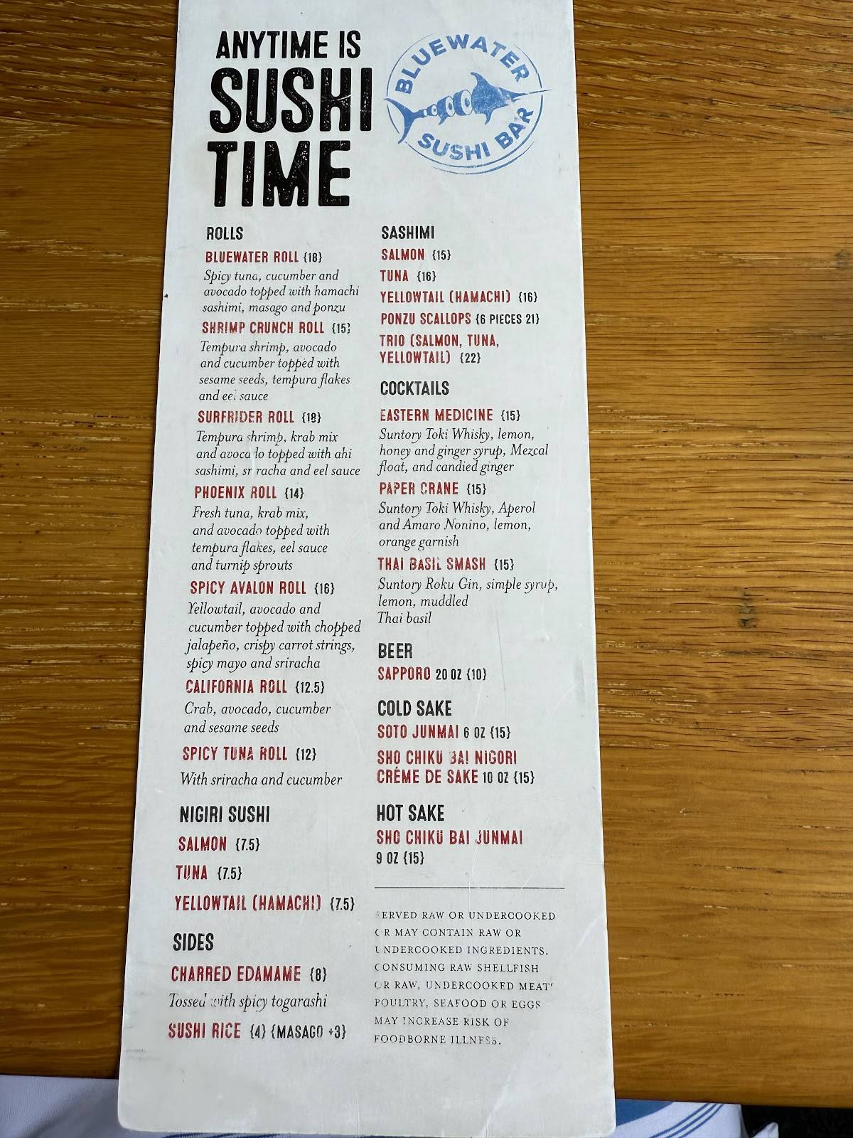 Menu at Bluewater Boathouse Seafood Grill Coronado pub & bar, Coronado ...