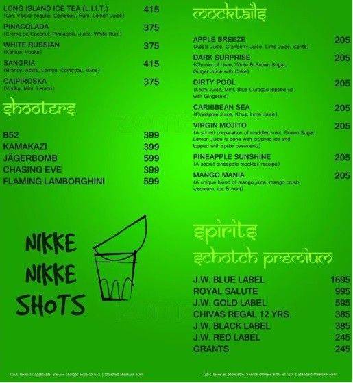 Bollywood Biistro menu