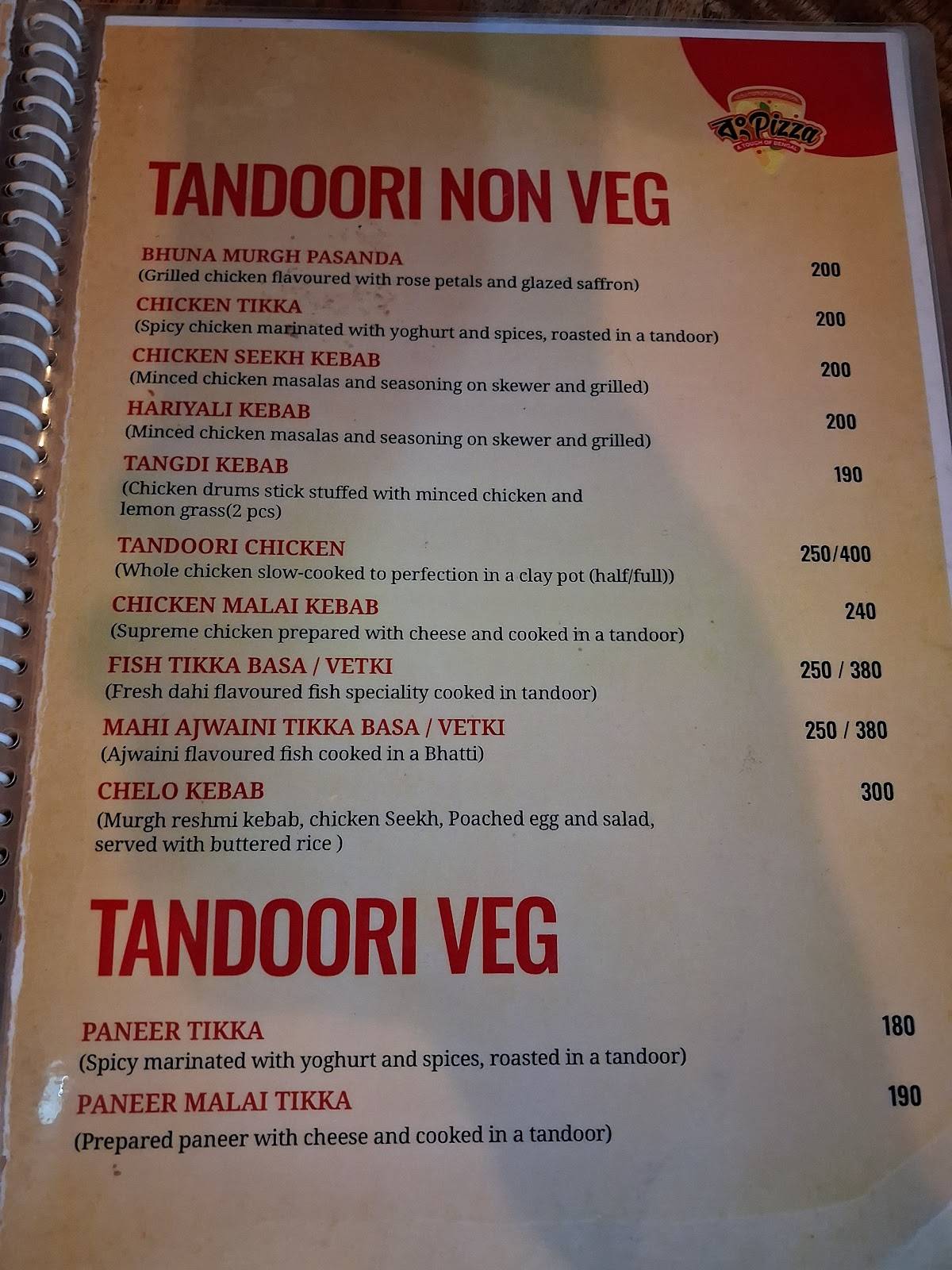 Bong pizza Goura menu