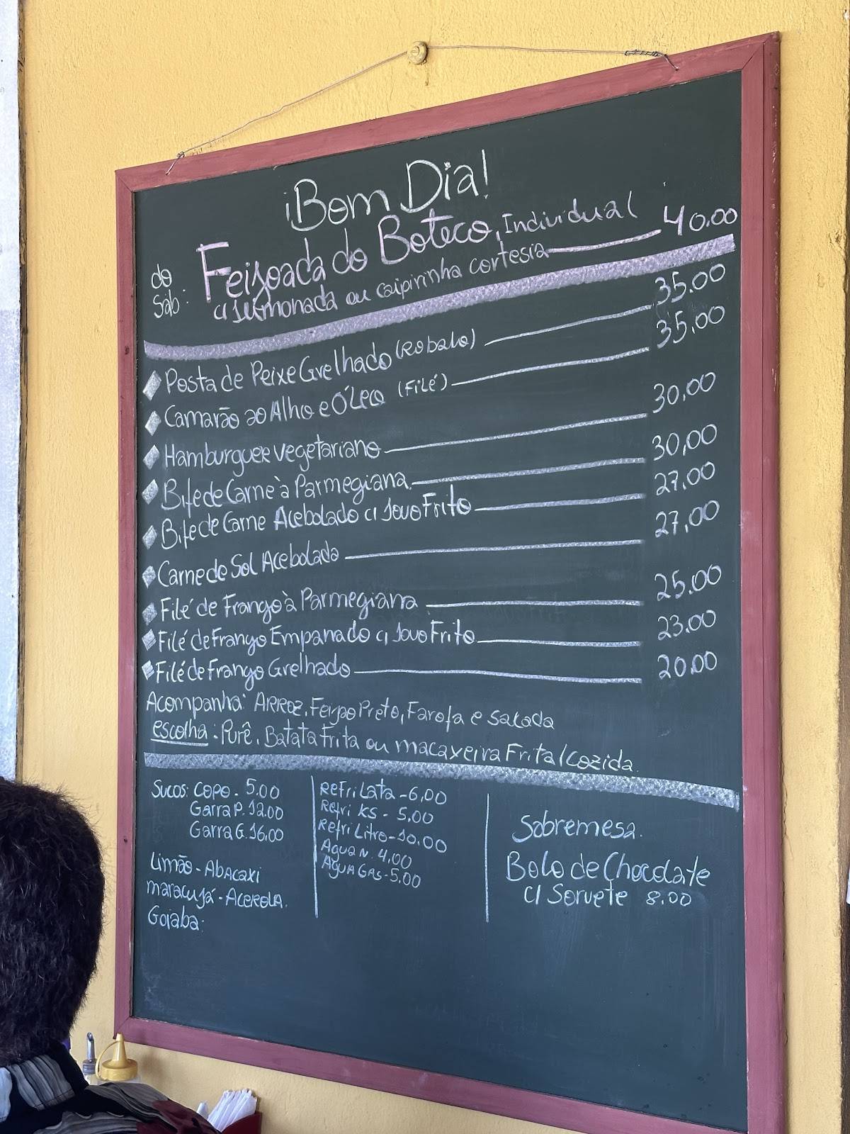 Boteco Cabeceiras cardápio