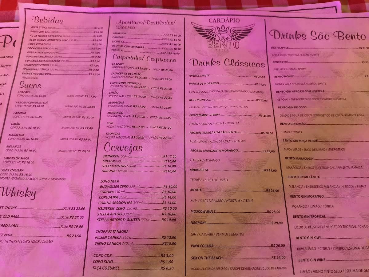 Boteco São Bento Foz cardápio