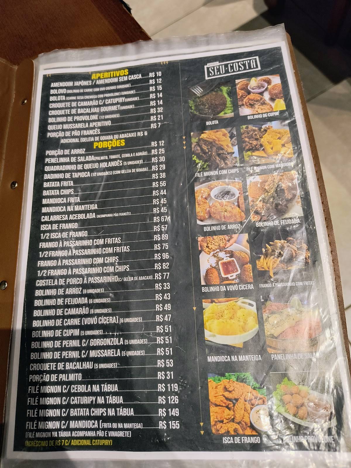 Boteco Seu Costa cardápio