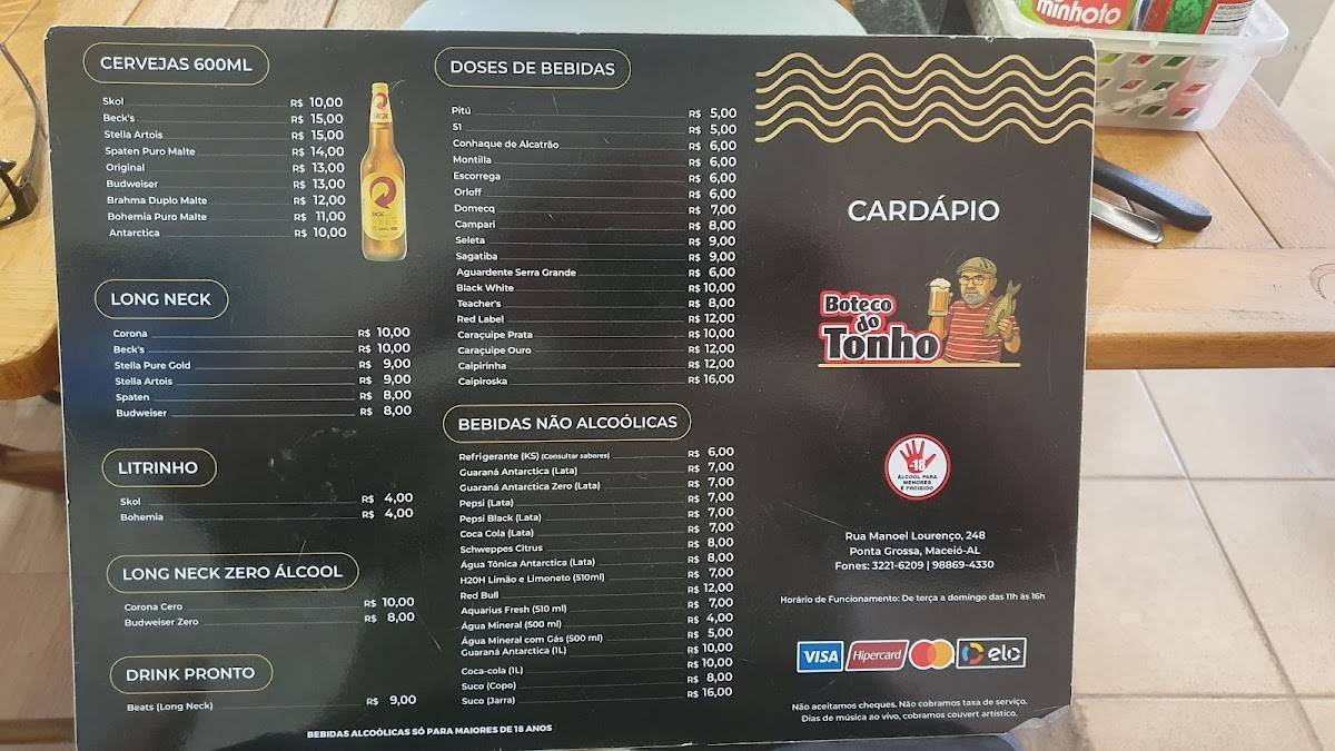 Boteco do Tonho cardápio