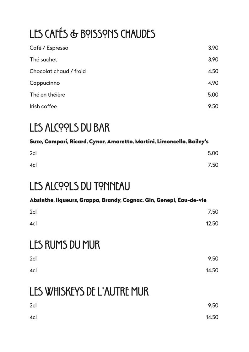 Menu di La Brasserie - Auberge des Vieux-Toits 