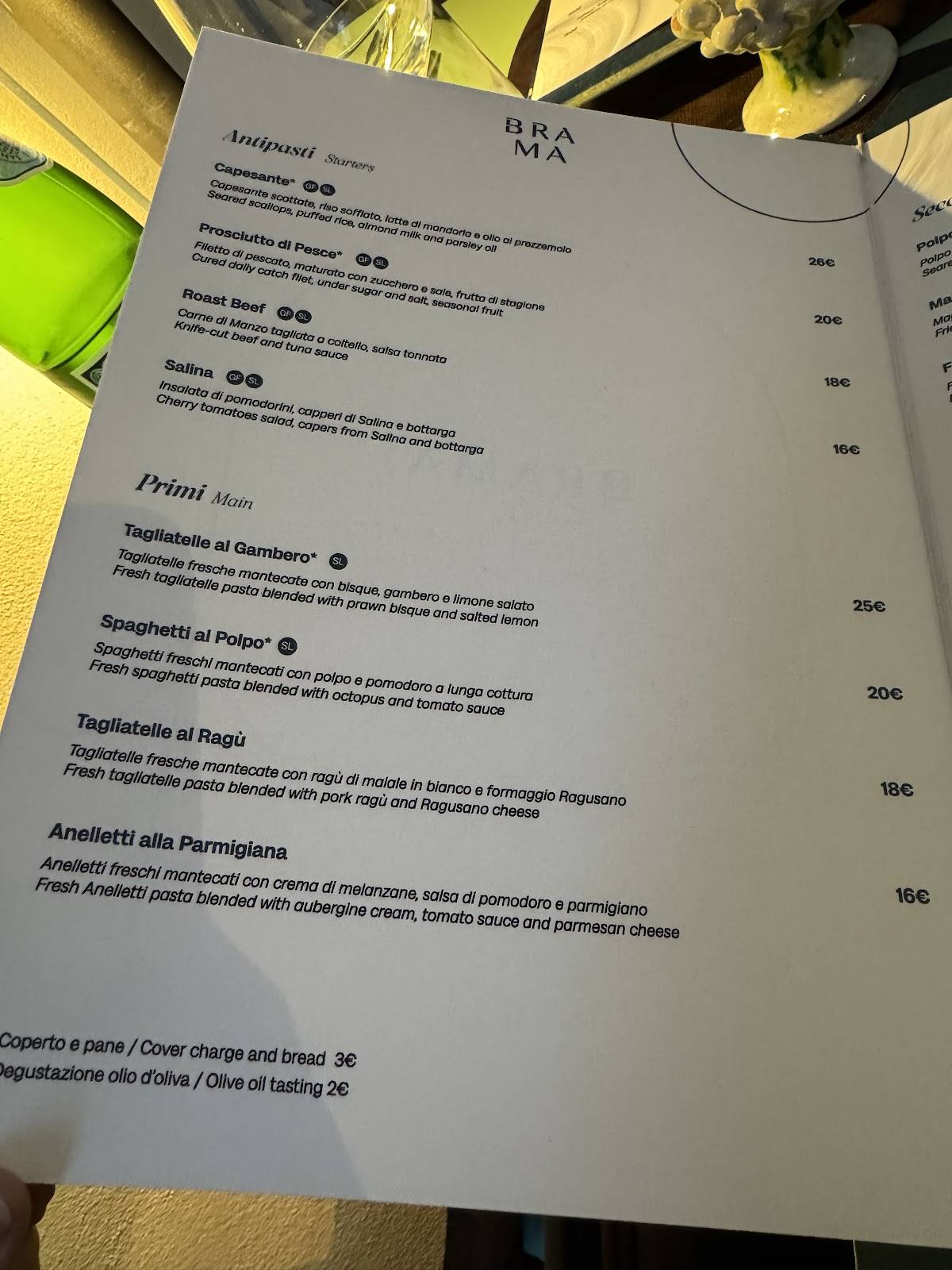 Menu di Brama Restaurant 