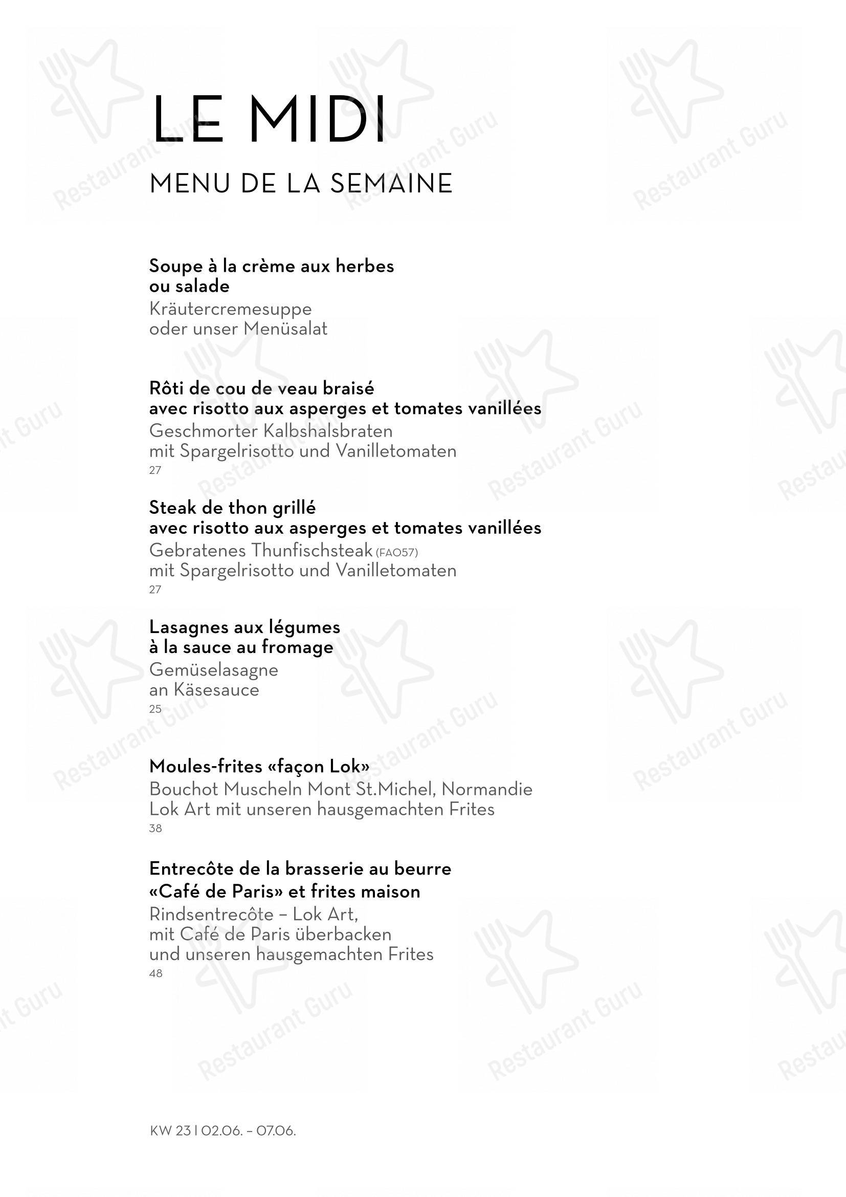 Menu bar per Brasserie LOK in San Gallo
