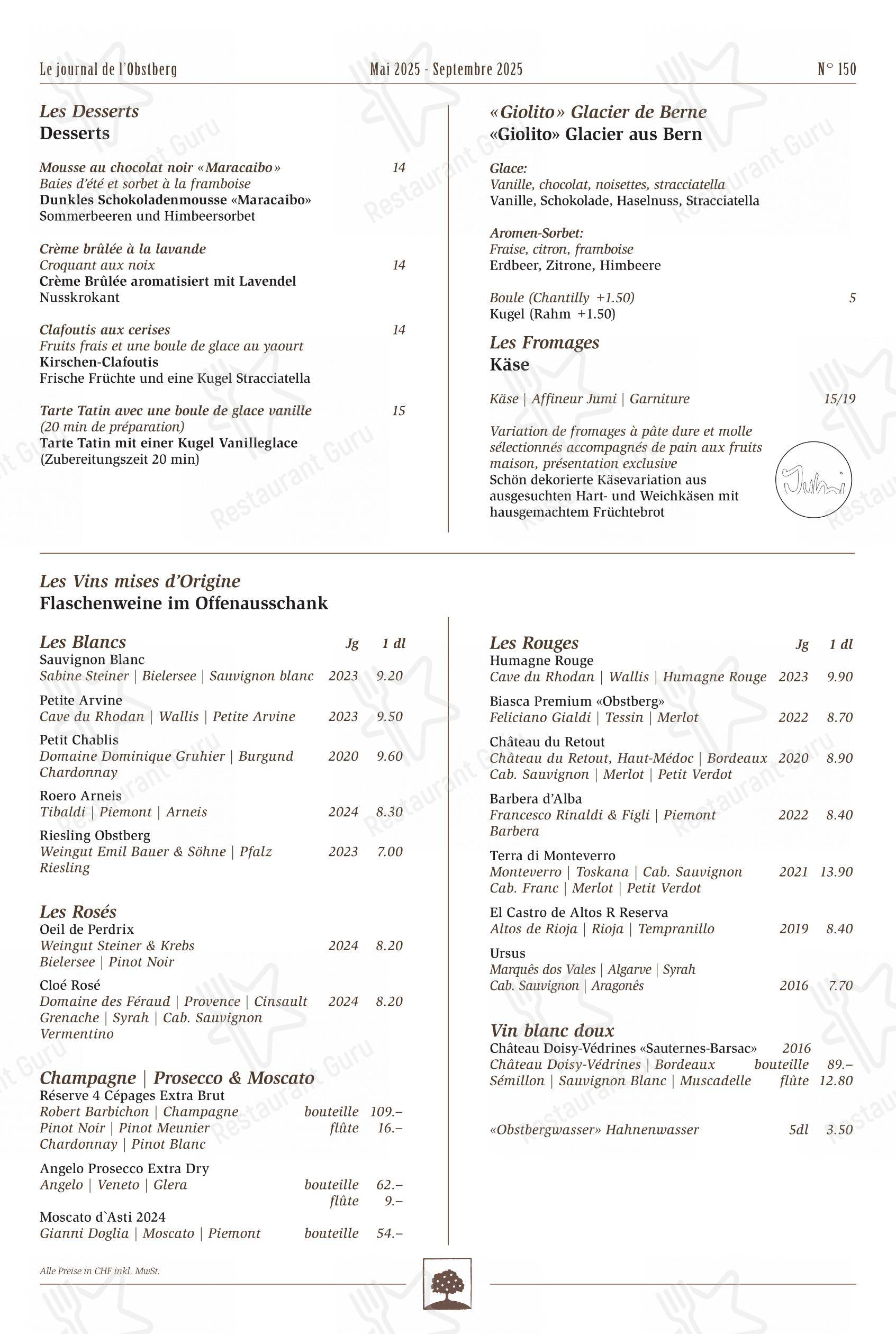 Ночное меню per Brasserie Obstberg in Berna