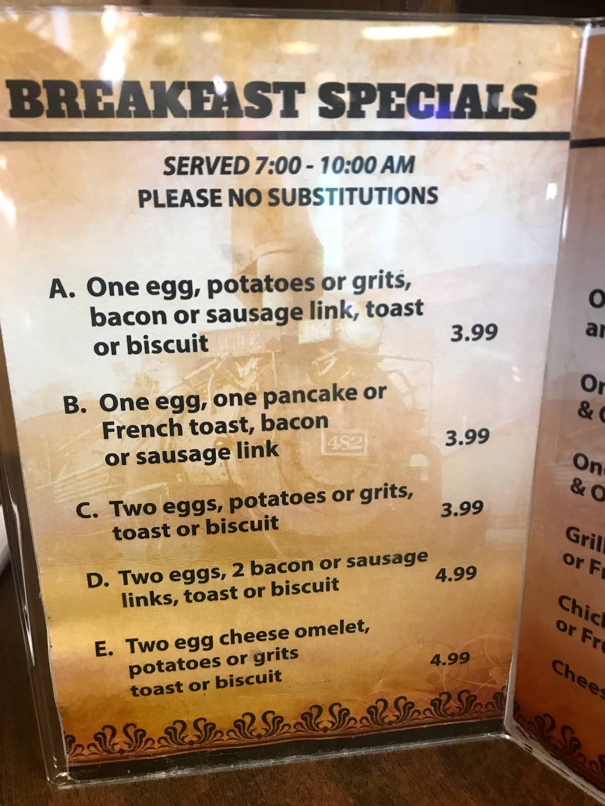 Menu at Breakfast Station restaurant, Zephyrhills, Gall Blvd