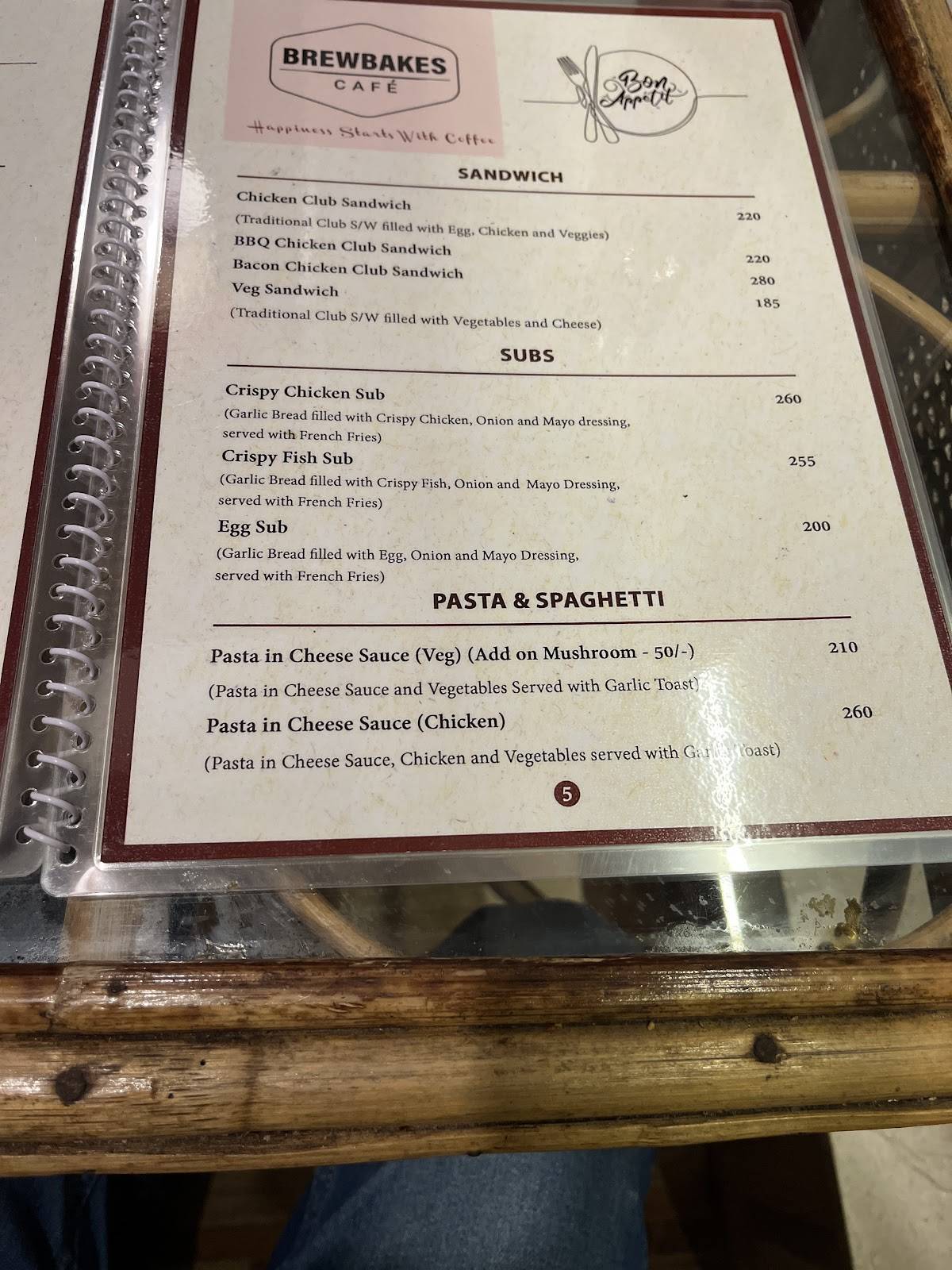 Brewbakes café and bistro menu