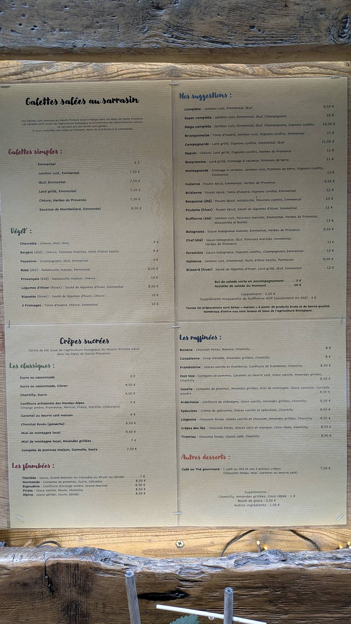 Menu de Crêperie l'Eterlou