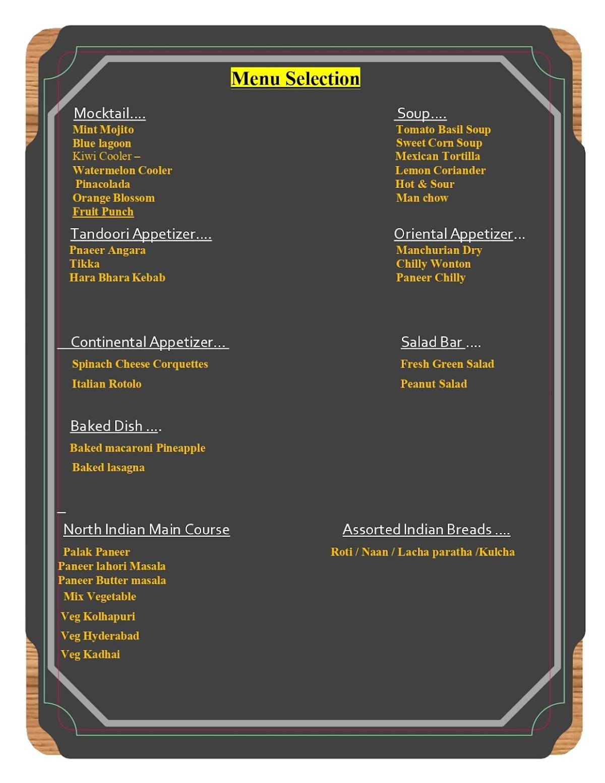 Brick Kitchen Restaurant menu