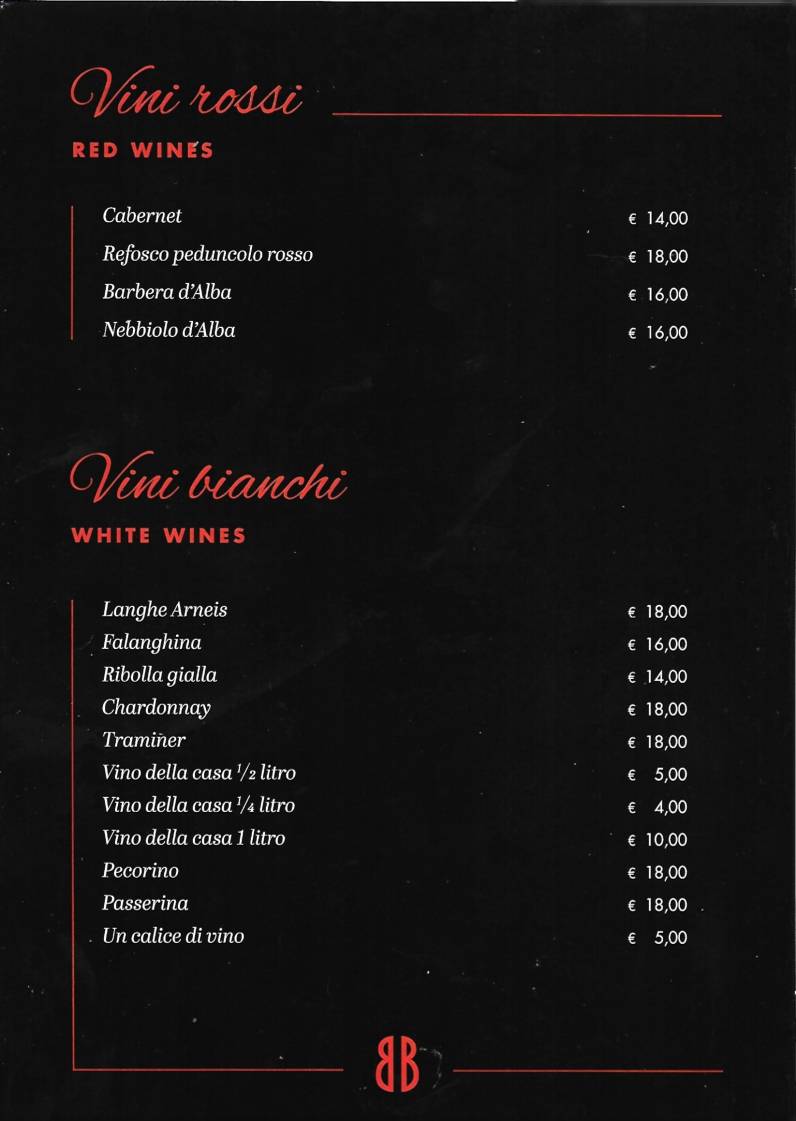 Menu di Brigitte Bistrot & Cafè e Pizzeria 