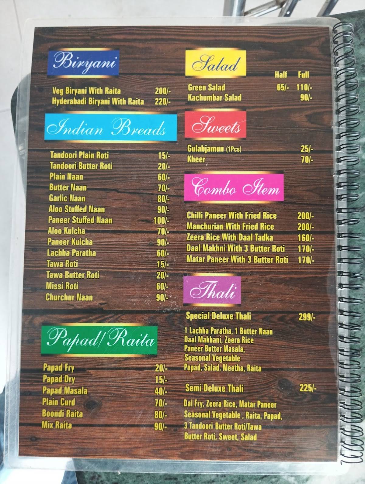 Brij ki rasoi menu