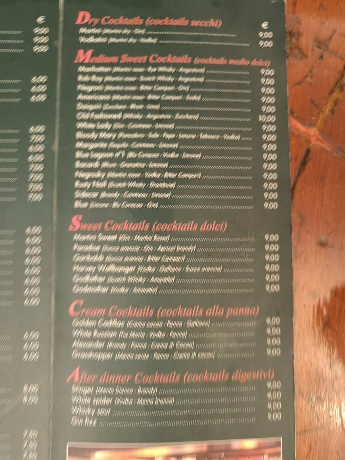 Menu di Britannia Pub Genova 