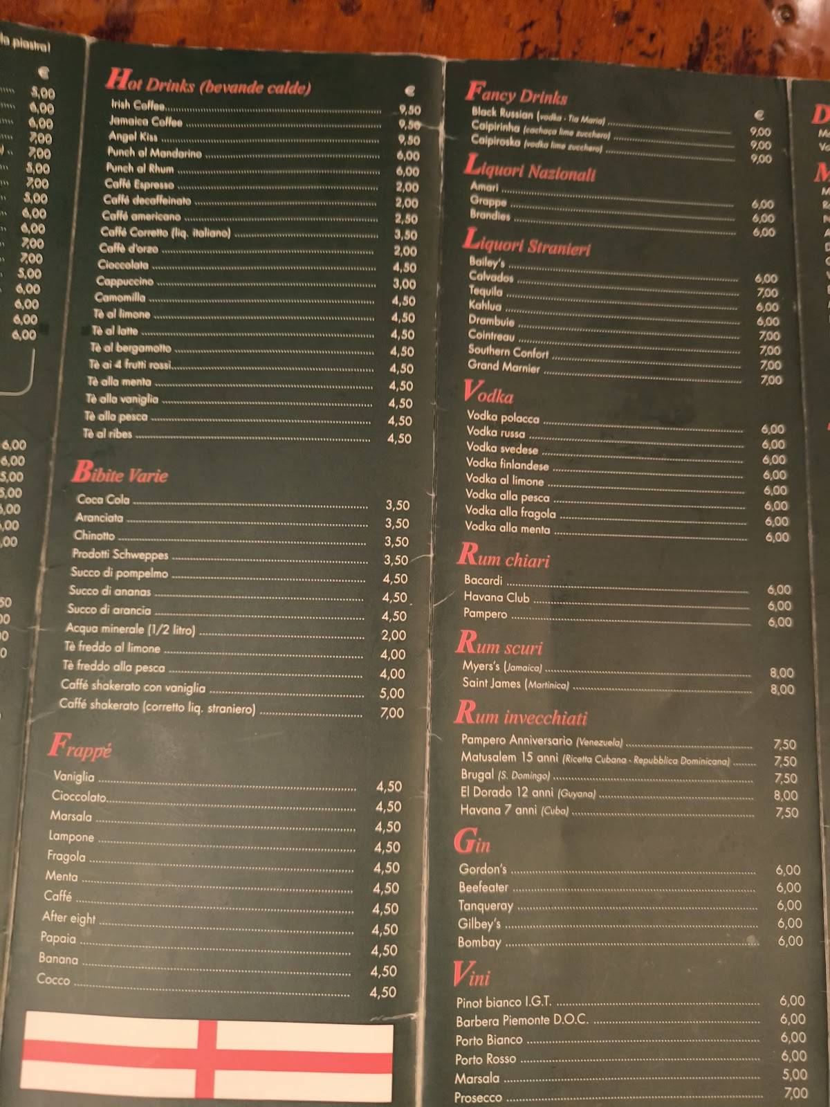 Menu di Britannia Pub Genova 