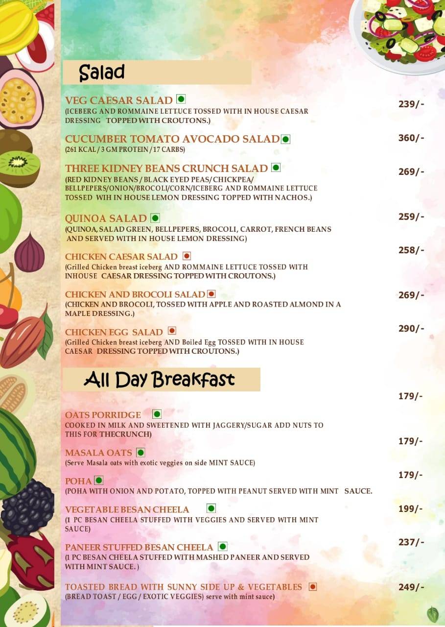 Brown Crunch menu