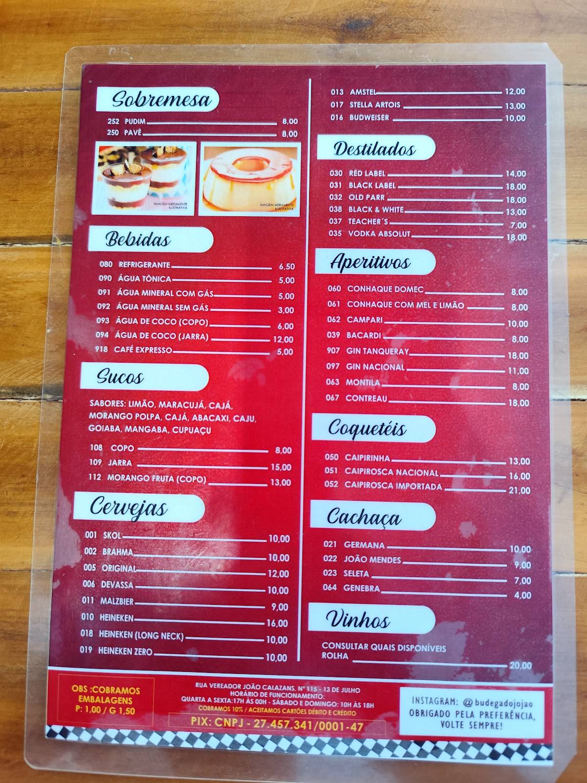Budega Do Jorjão cardápio