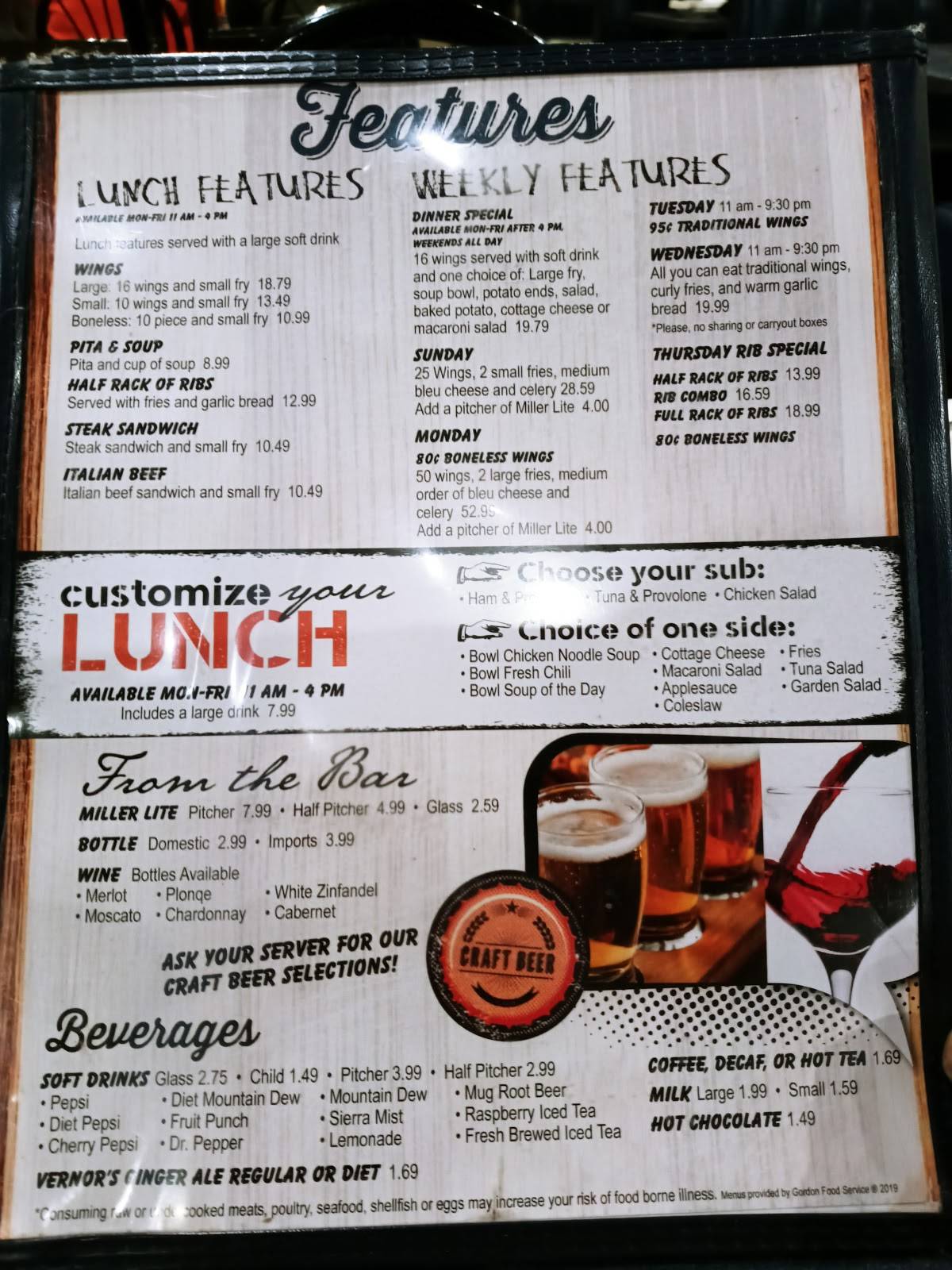 Menu at Buffalo Wings & Ribs pub & bar, Fort Wayne, Coldwater Rd