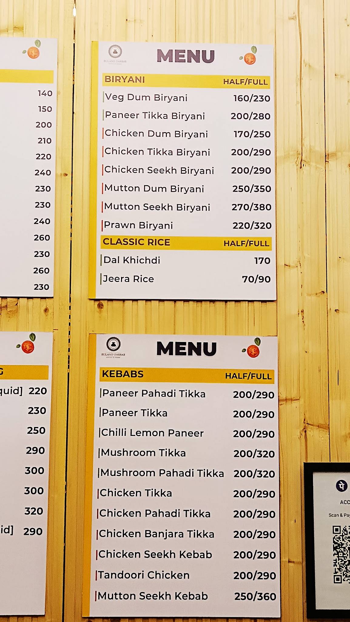 Buland Darbar - Biryani & Kebabs menu