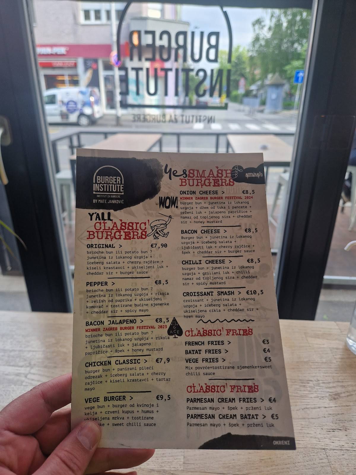 Menu di Burger Institute- Institut za burgere 