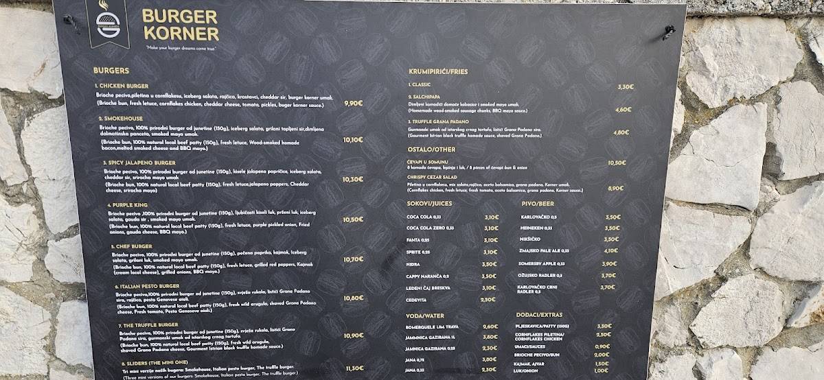 Menu di Burger Korner 
