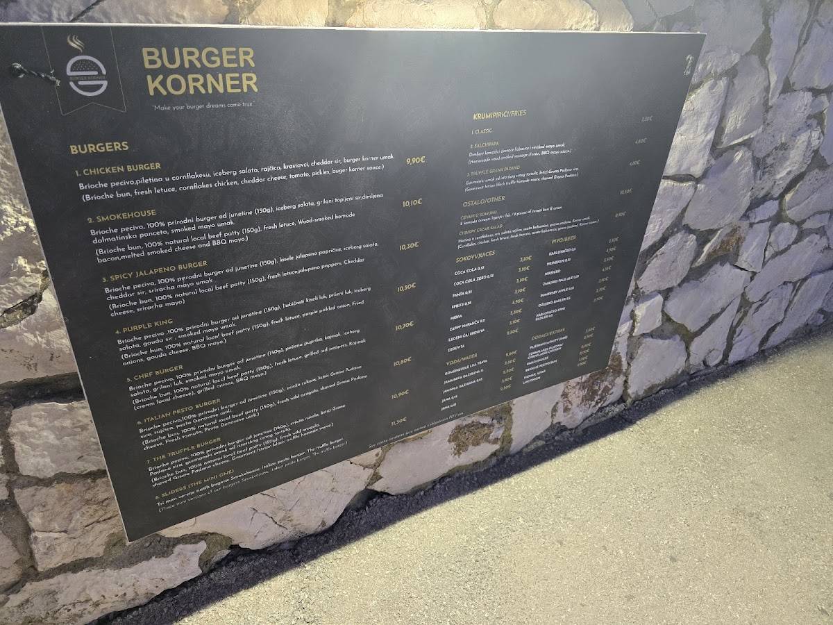 Menu di Burger Korner 