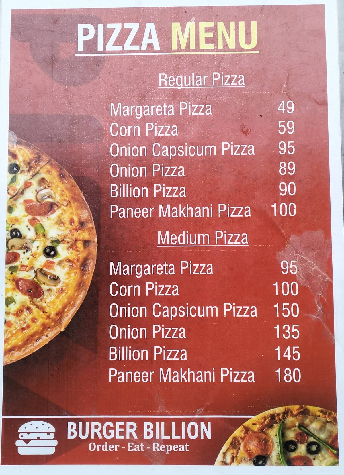 Burger billion menu