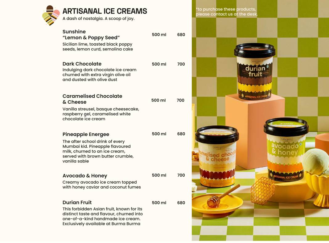 Burma Burma Restaurant & Tea Room menu