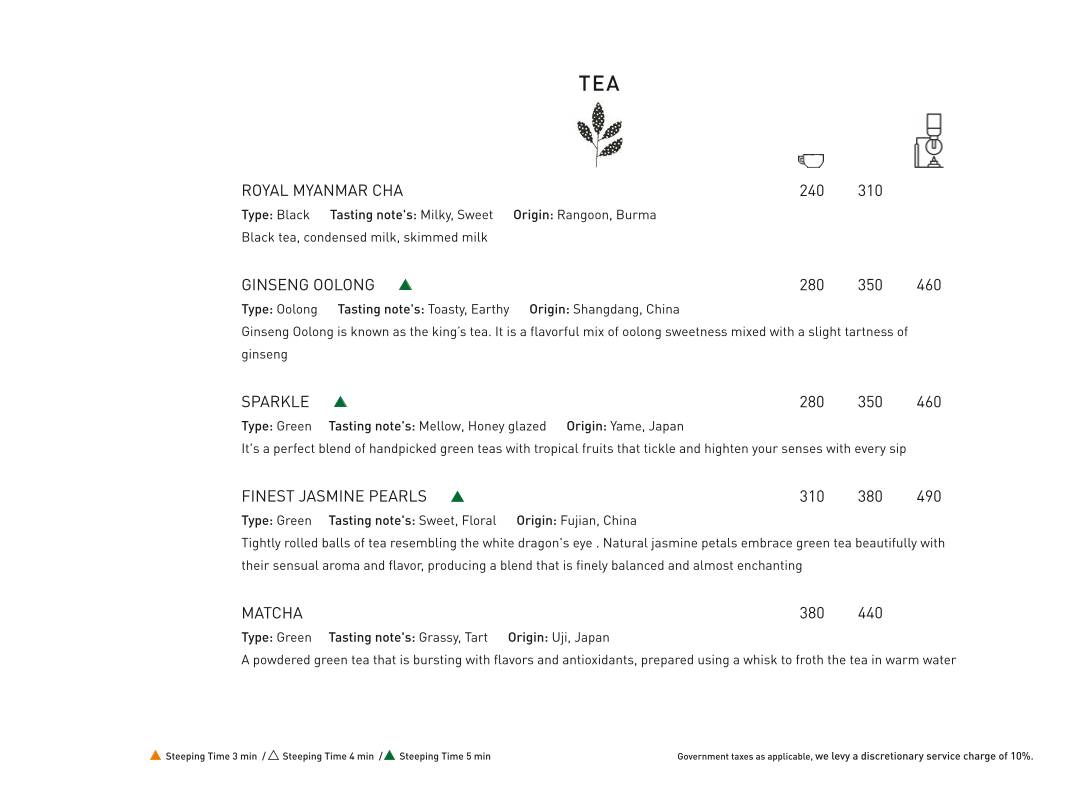 Burma Burma Restaurant & Tea Room menu