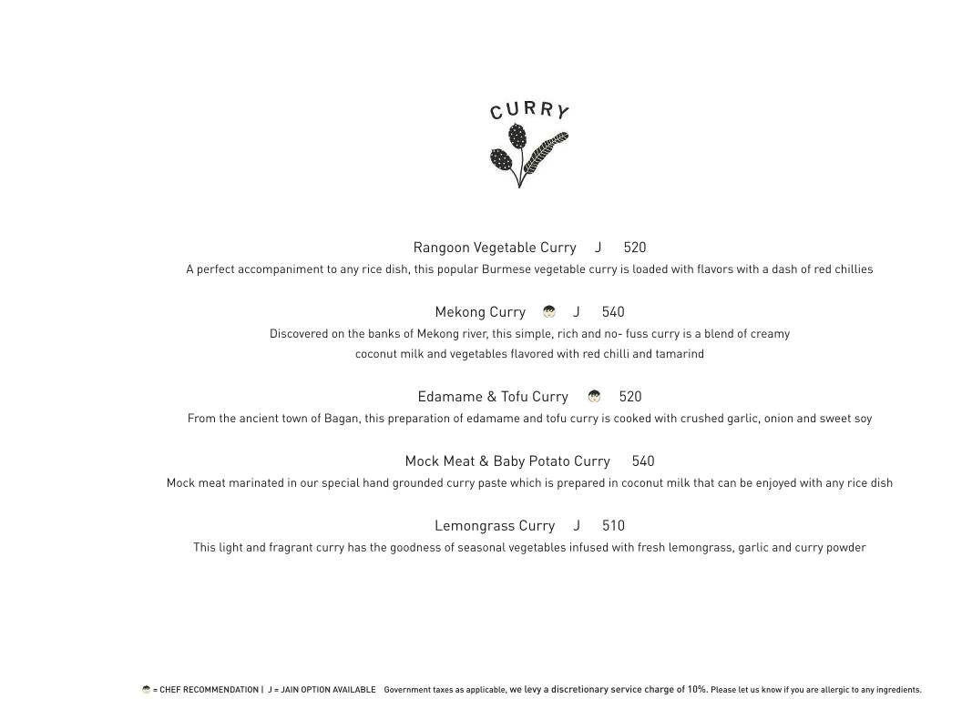 Burma Burma Restaurant & Tea Room menu