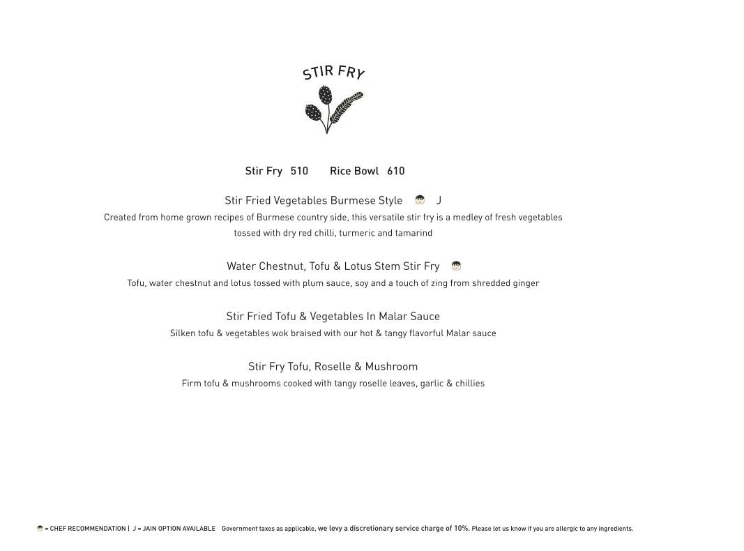 Burma Burma Restaurant & Tea Room menu