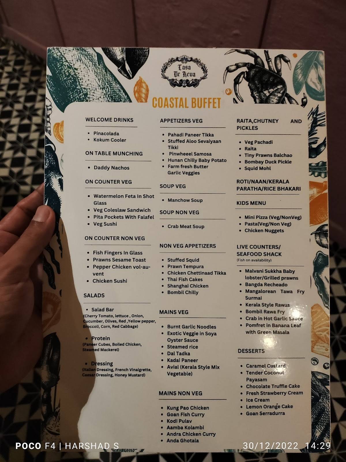 CASA DE REVA menu