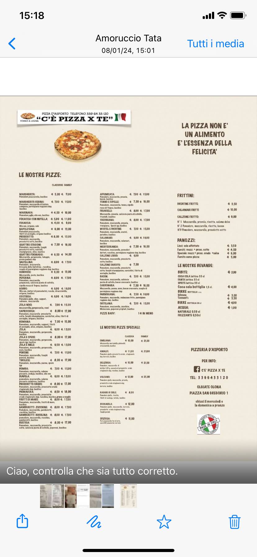 Menu di C’E’ Pizza x te di Grazioli Mirko 