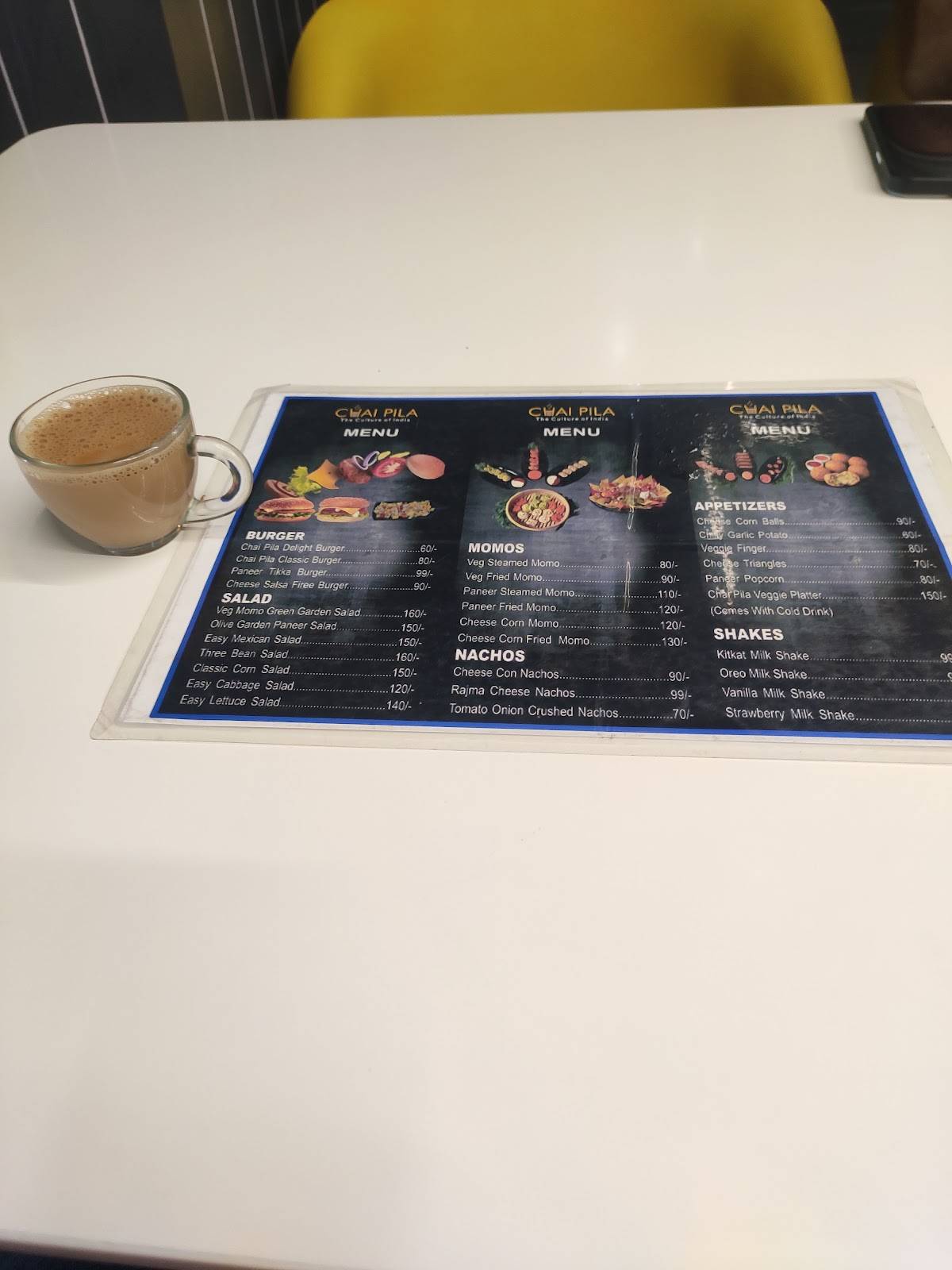 Chai Pila - Parvat Patiya - Surat menu