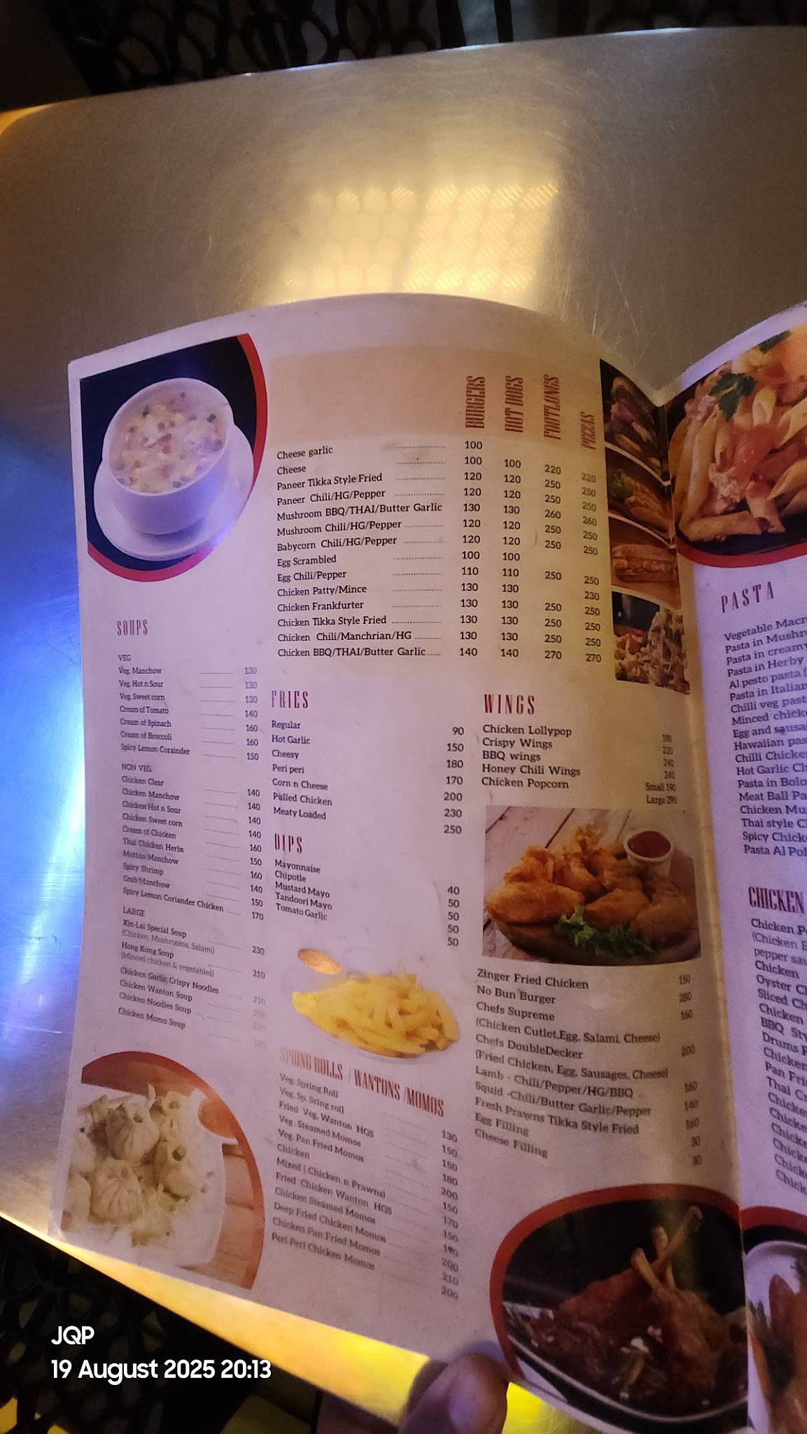 CHEFS RESTAURANTS menu