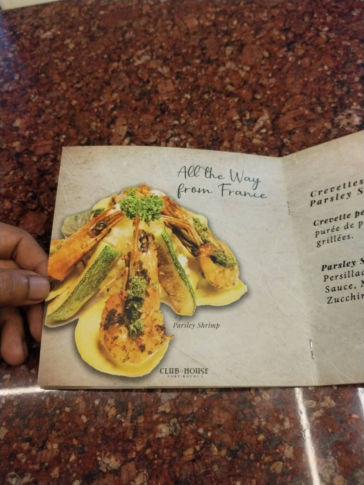 Club House Restaurant menu