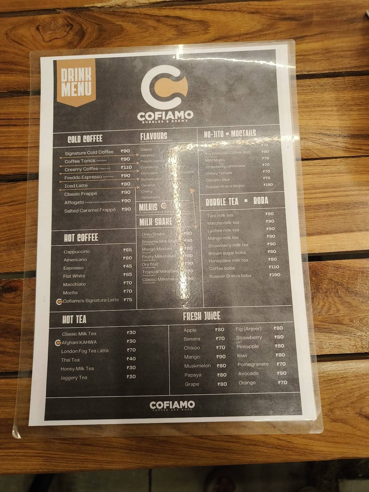 COFIAMO menu