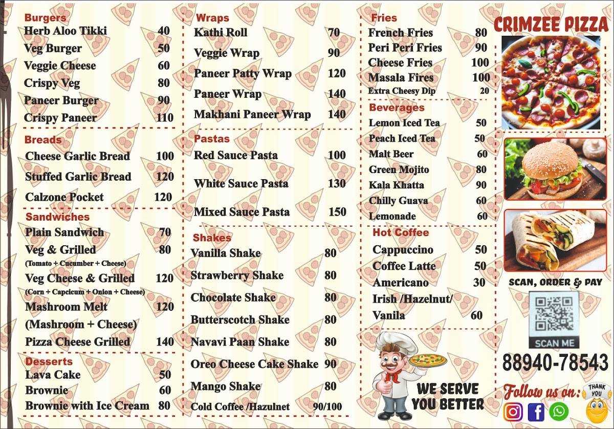 CRIMZEE PIZZA BHARWAIN menu