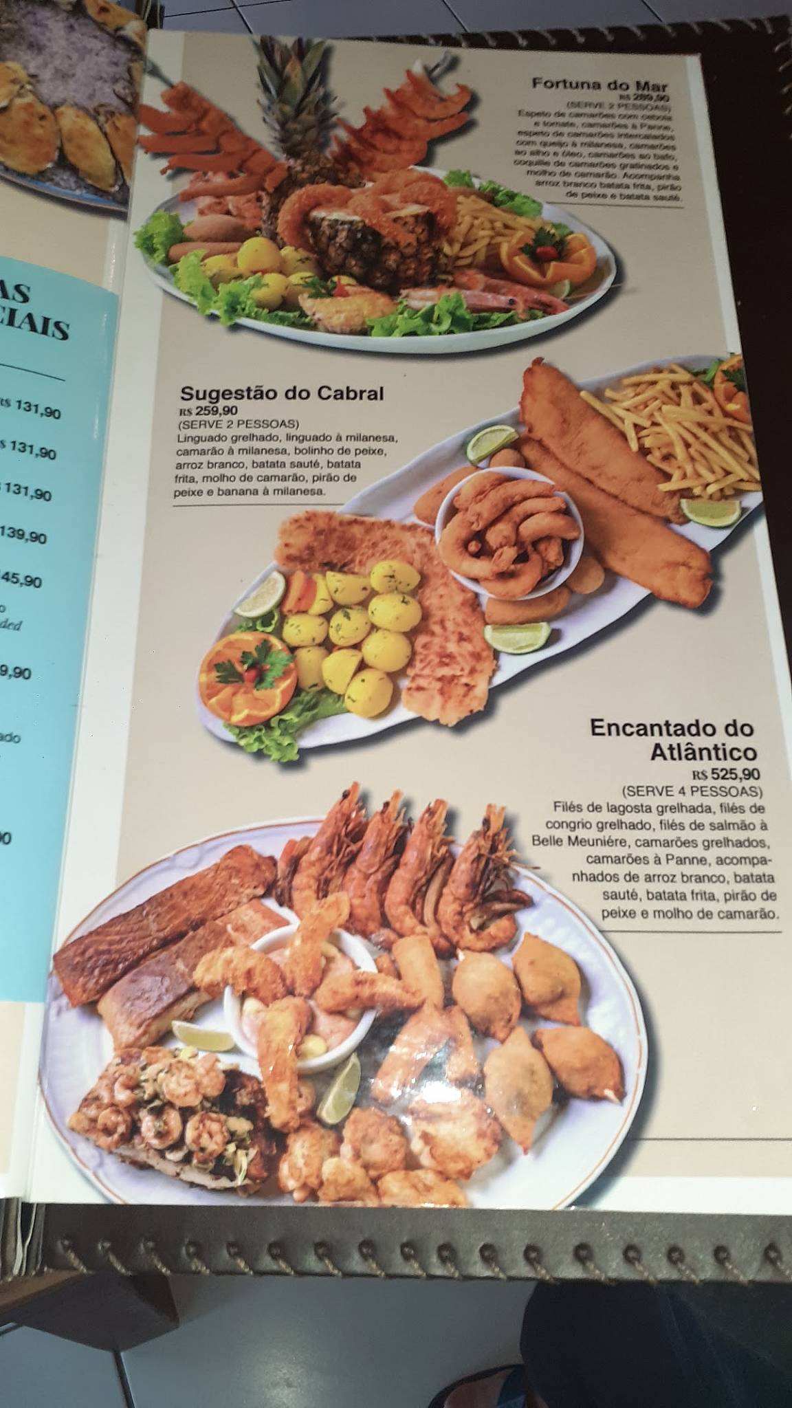 Restaurante Cabral cardápio