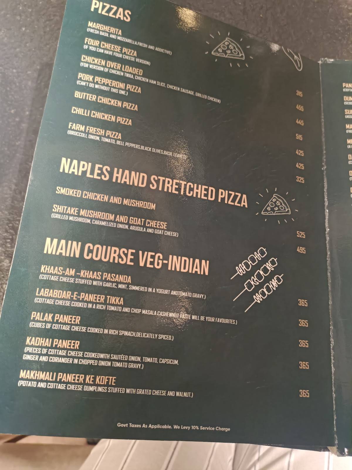 Cafe After Hours menu