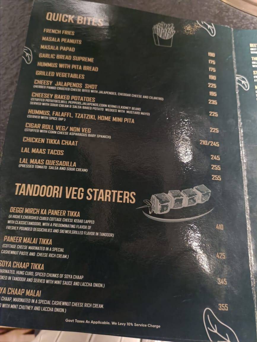 Cafe After Hours menu