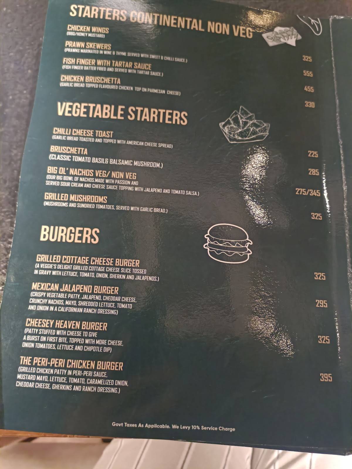 Cafe After Hours menu