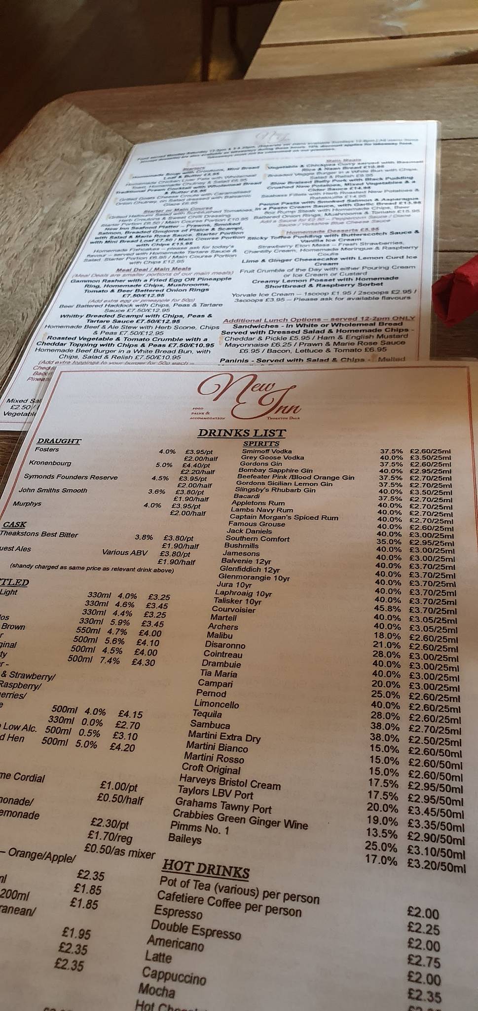 Menu at Balderson’s Ice Cream Parlour cafe, Thornton Dale