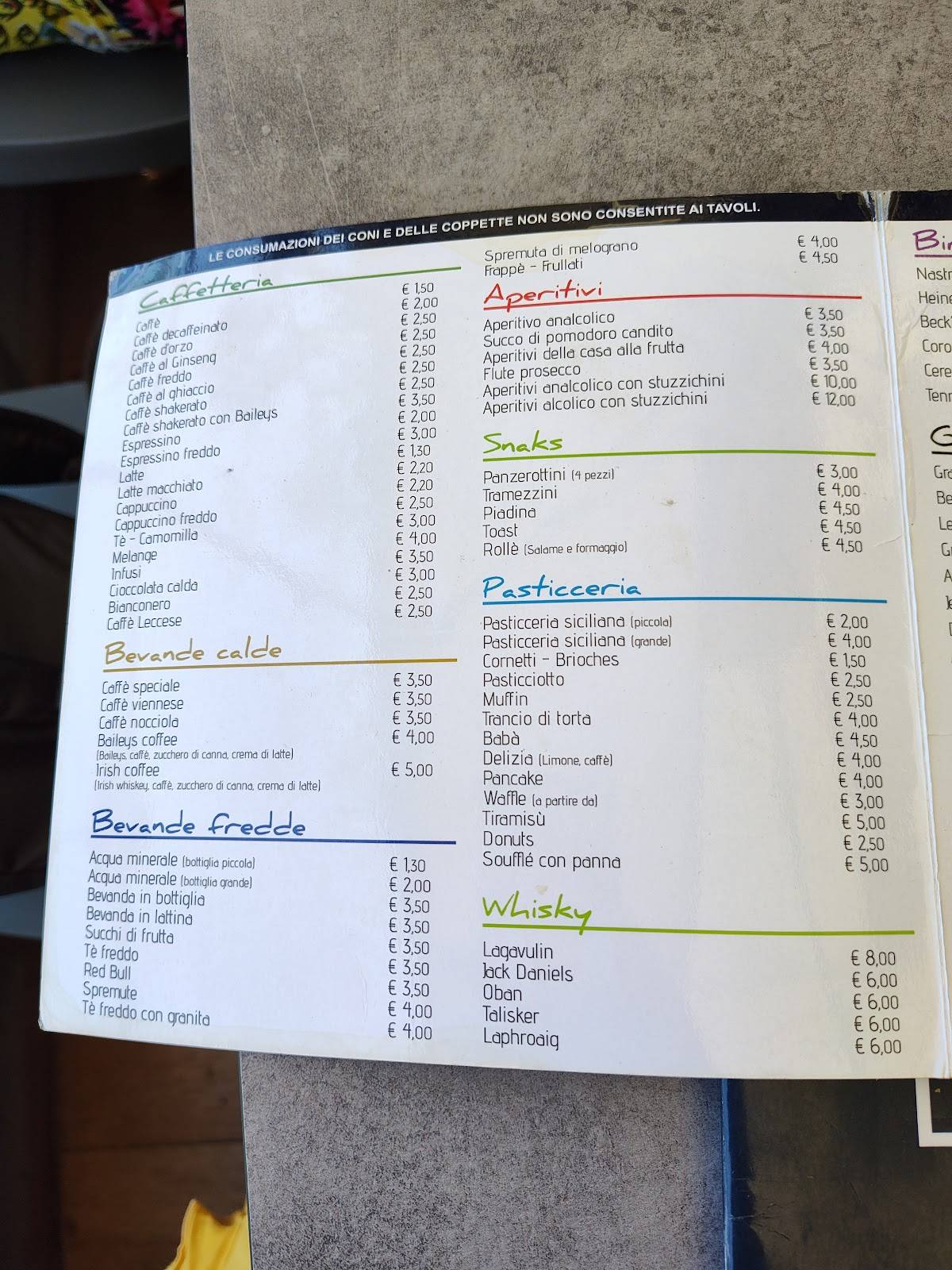 Menu di Miramare 